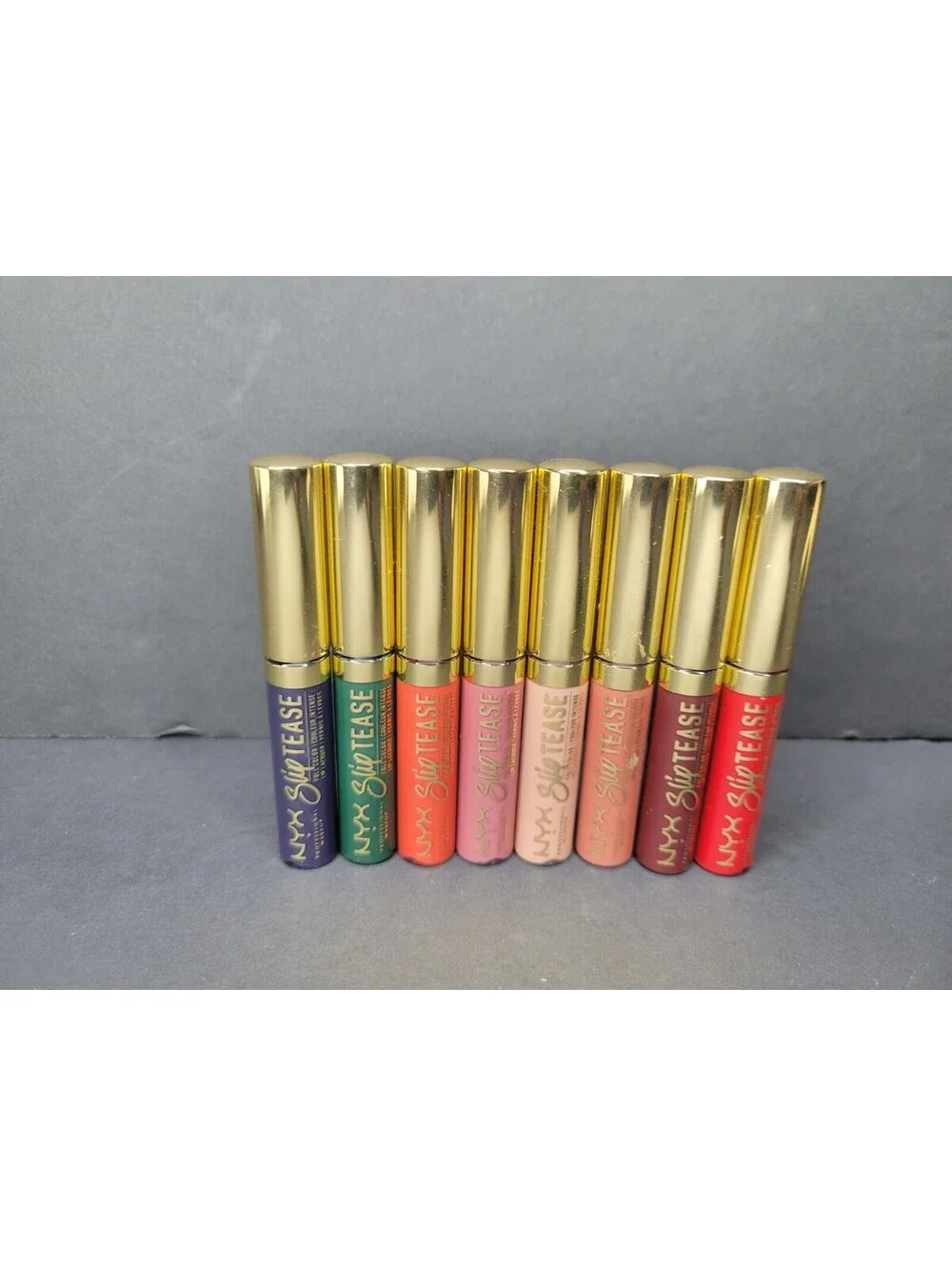 8 Pc Set NYX Slip Tease Full Color Lip Lacquer 0.09 oz / 2.7 mL Travel Size NWOB